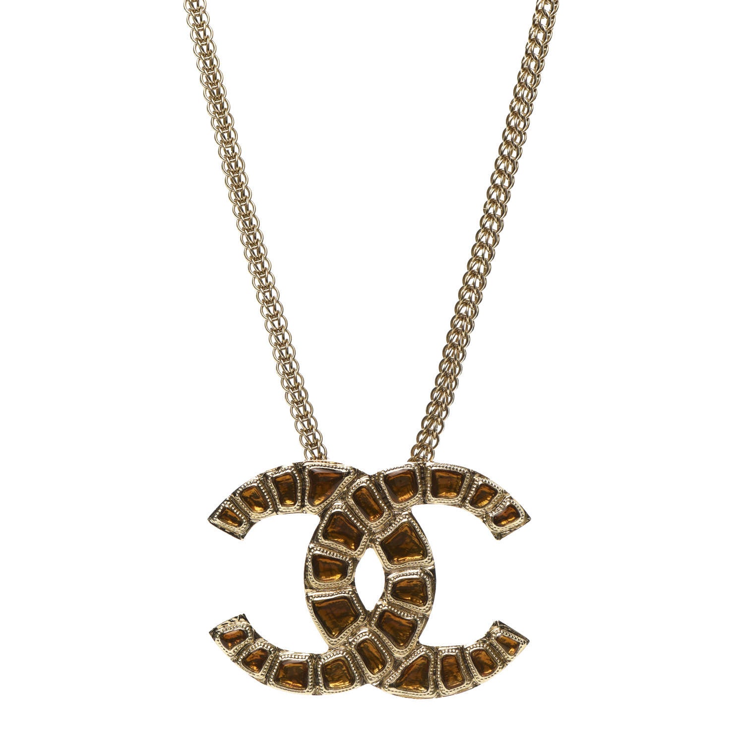 Chanel Resin Along The Nile Large CC Pendant Choker Gold Orange 1 of 6