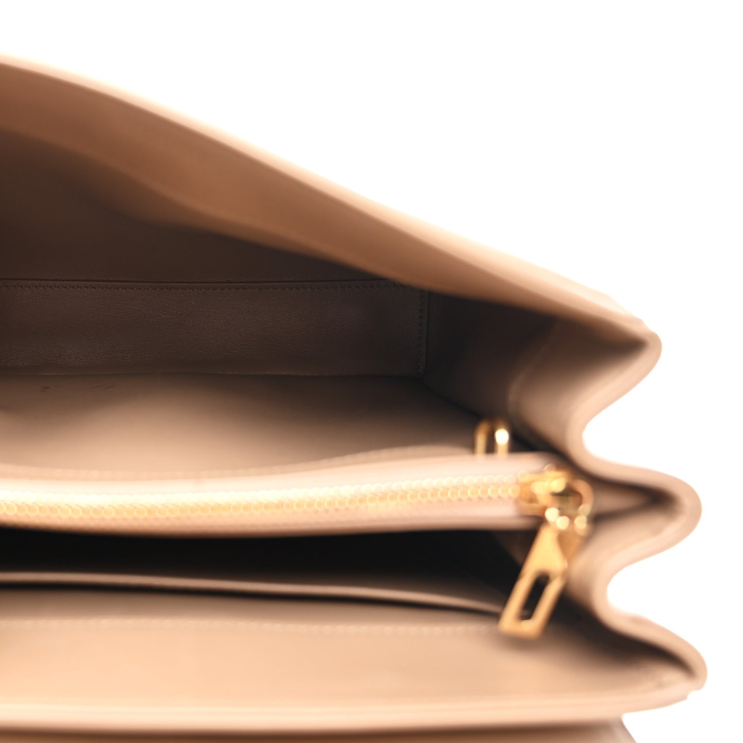 Satinated Calfskin Small 16 Top Handle Bag Beige