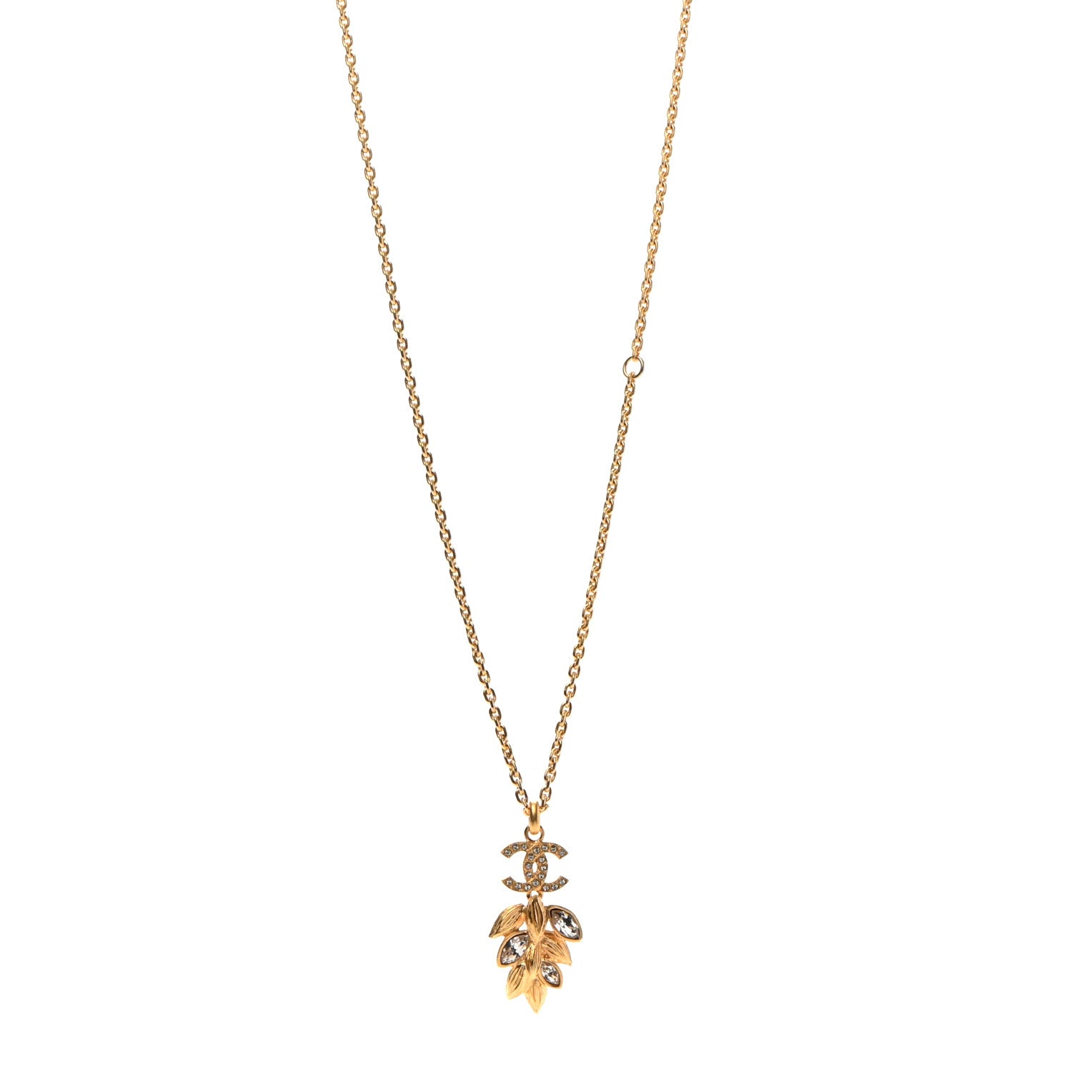 Chanel Crystal Sparkling Wheat CC Necklace Gold 1 of 5