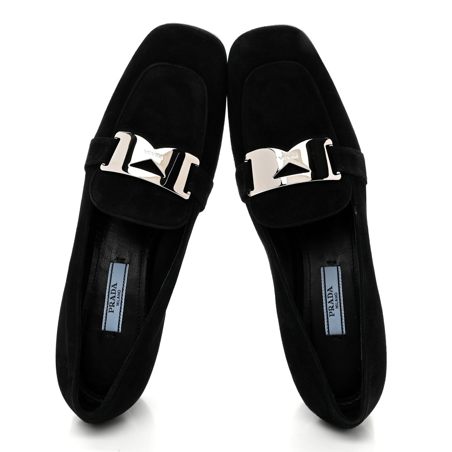 Camoscio Metal Triangle Logo Loafers 37.5 Black