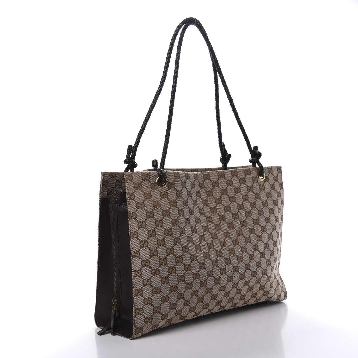 Gucci Monogram Woven Shoulder Bag Brown 3 of 12