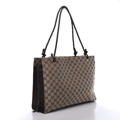 Gucci Monogram Woven Shoulder Bag Brown 3 of 12