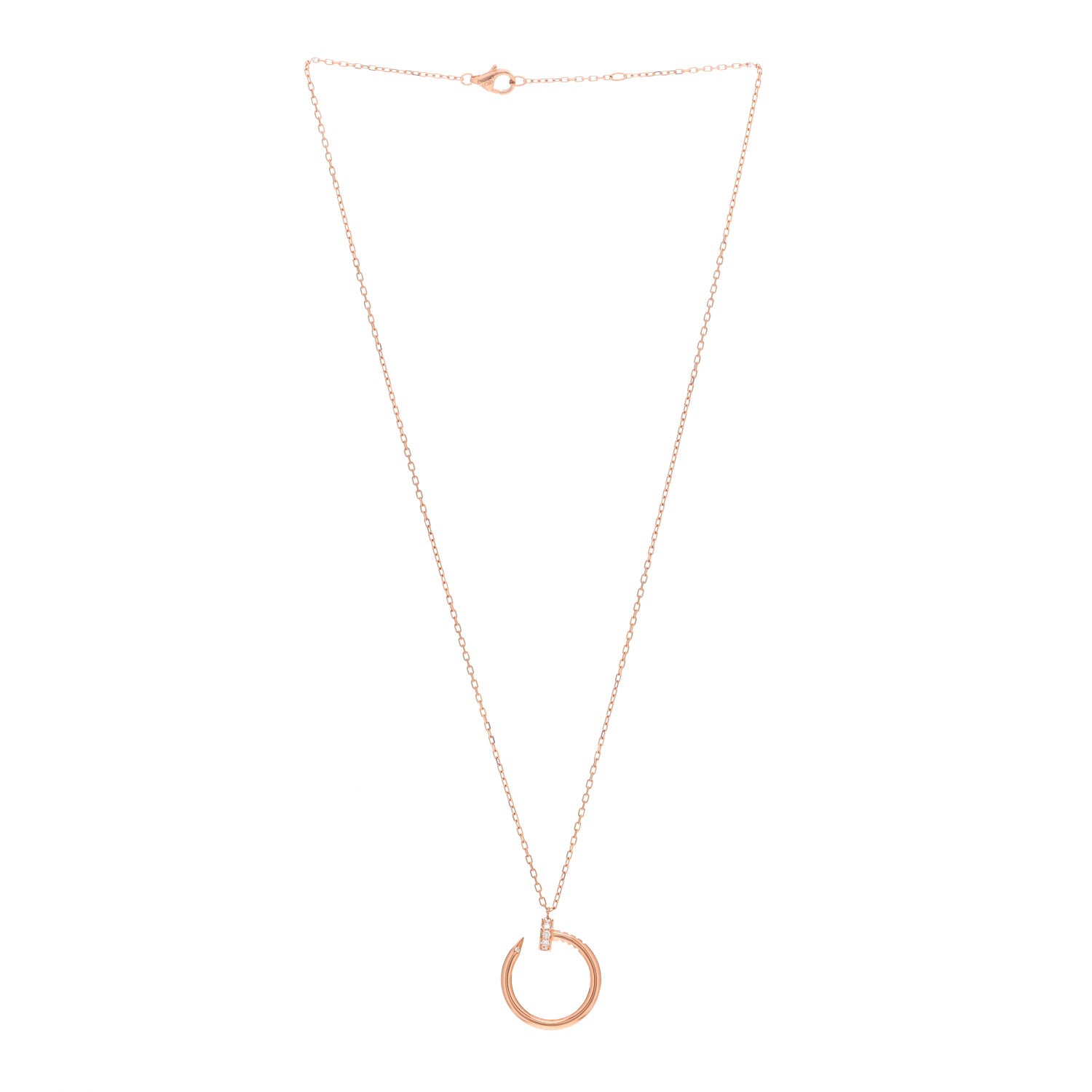 Cartier 18K Pink Gold Diamond Juste Un Clou Pendant Necklace 3 of 4