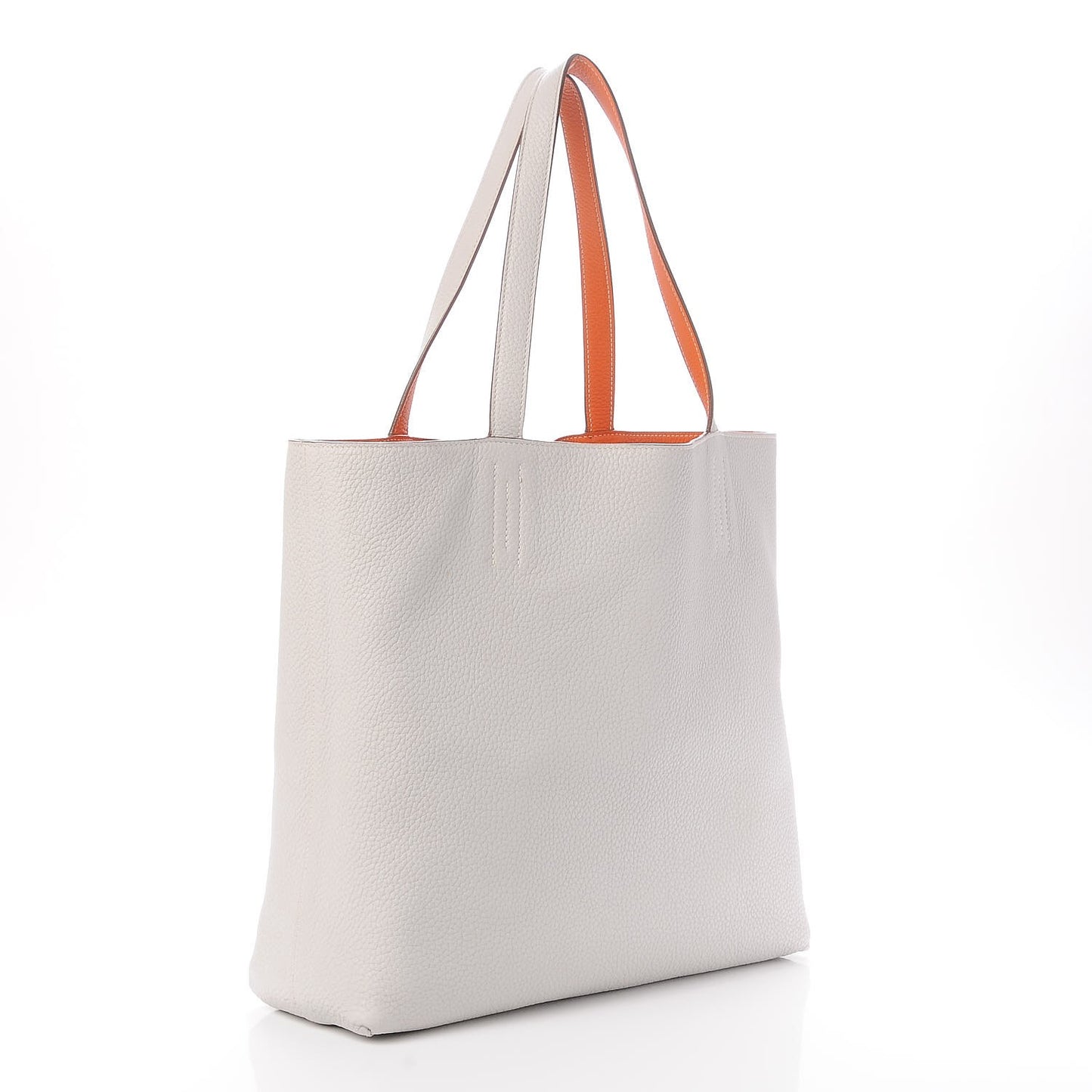 Taurillon Clemence Double Sens 45 Reversible Tote Orange Gris Perle