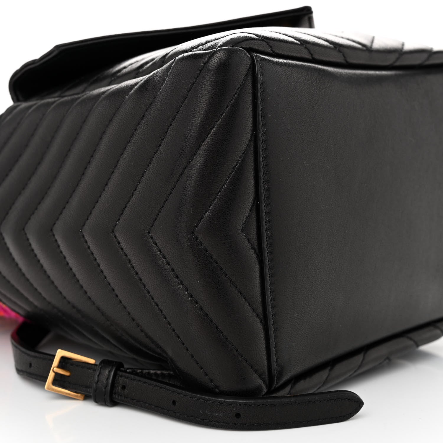 Saint Laurent Tweed Lambskin Matelasse Monogram Joe Backpack Black Rosso Multicolor 9 of 10