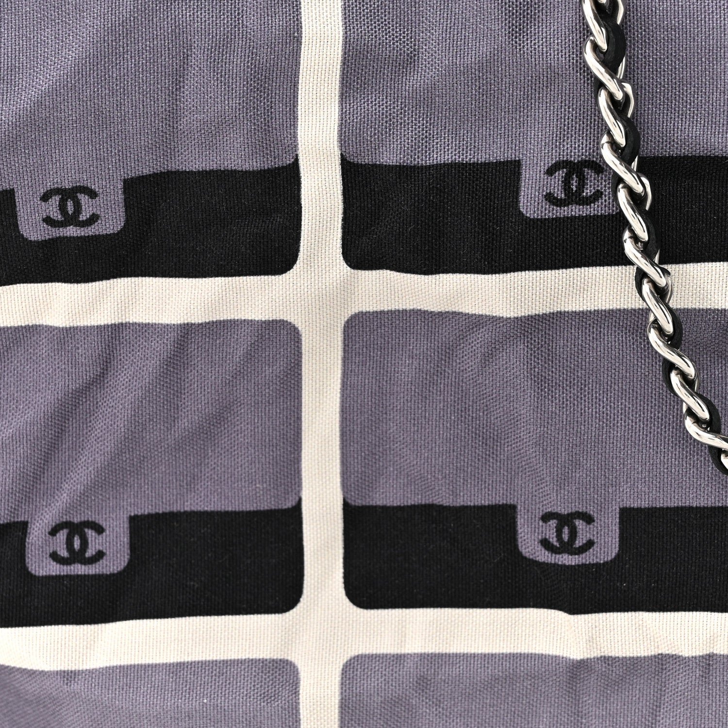 Chanel Jersey Fabric Quilted Foldable Tote With Chain Black Multicolor 12 of 18