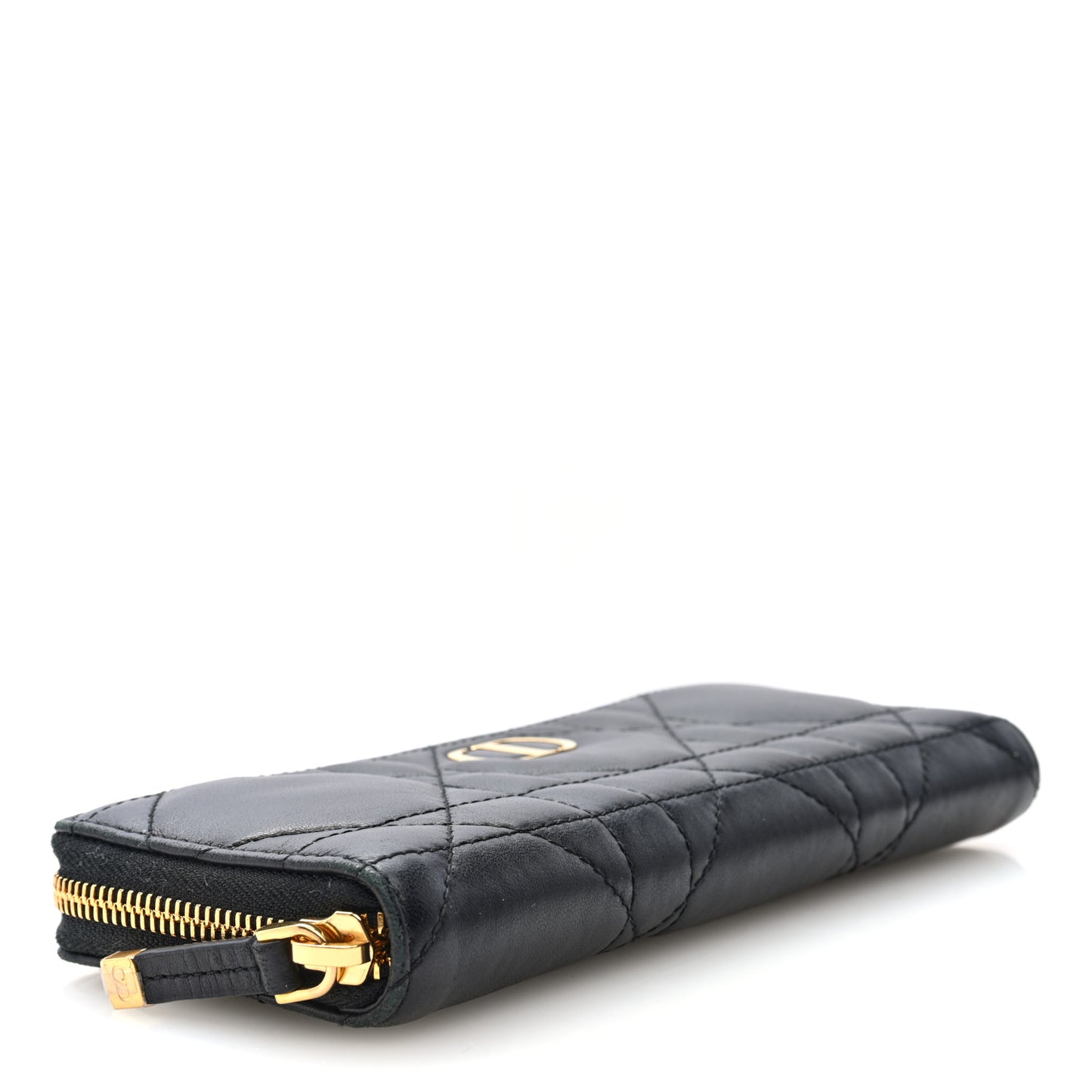 Lambskin Macrocannage Miss Caro Voyageur Slim Wallet Black
