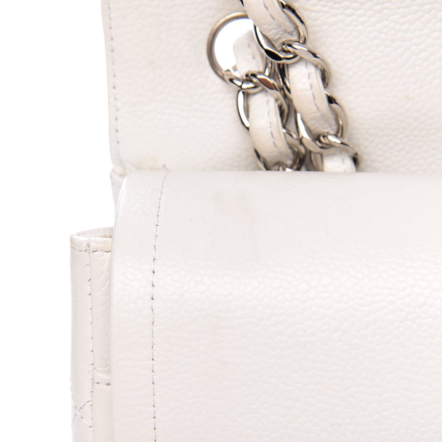 Caviar Quilted Jumbo Double Flap White