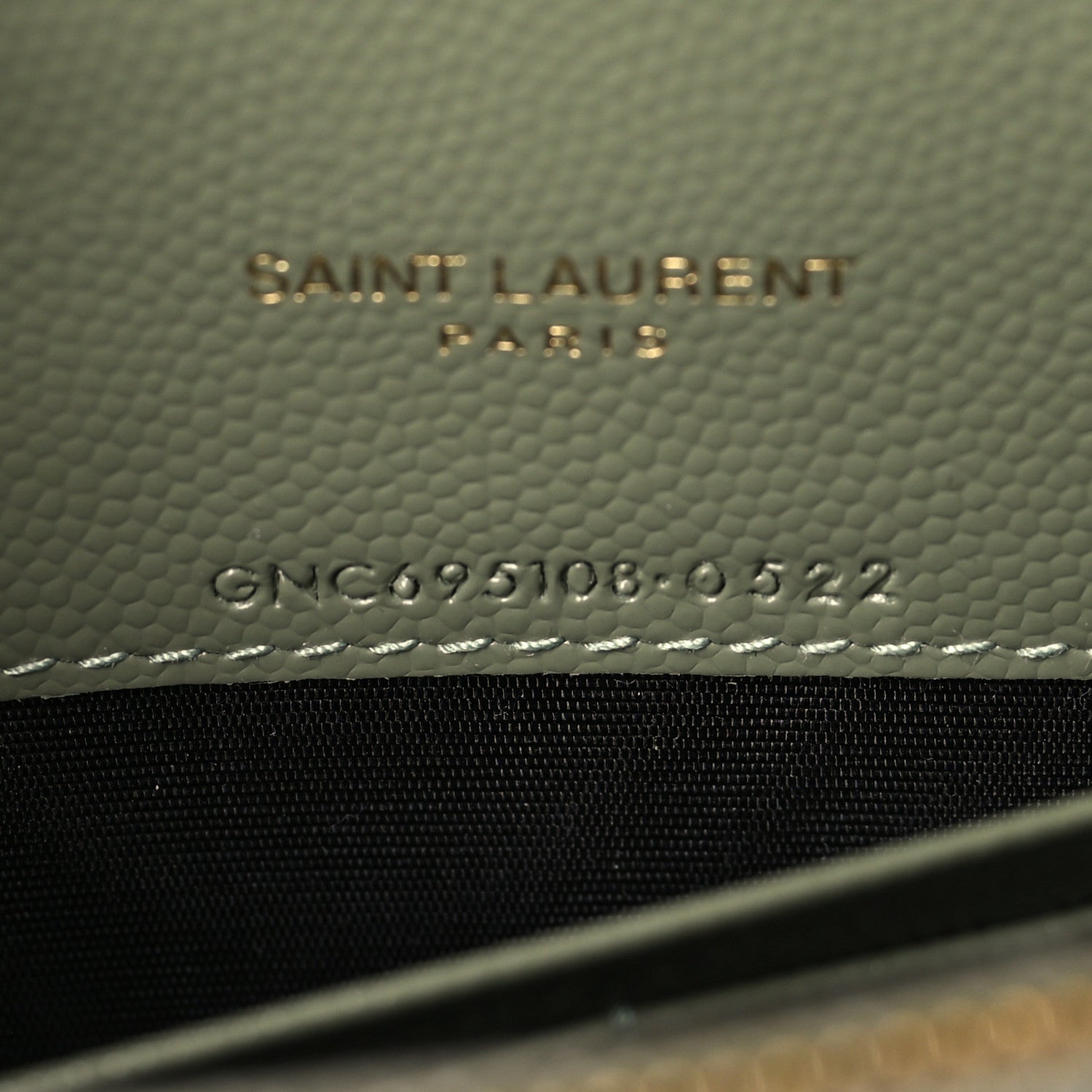 Saint Laurent Grain De Poudre Matelasse Chevron Monogram Envelope Chain Wallet Pistache 7 of 9