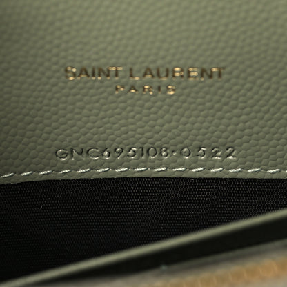 Saint Laurent Grain De Poudre Matelasse Chevron Monogram Envelope Chain Wallet Pistache 7 of 9