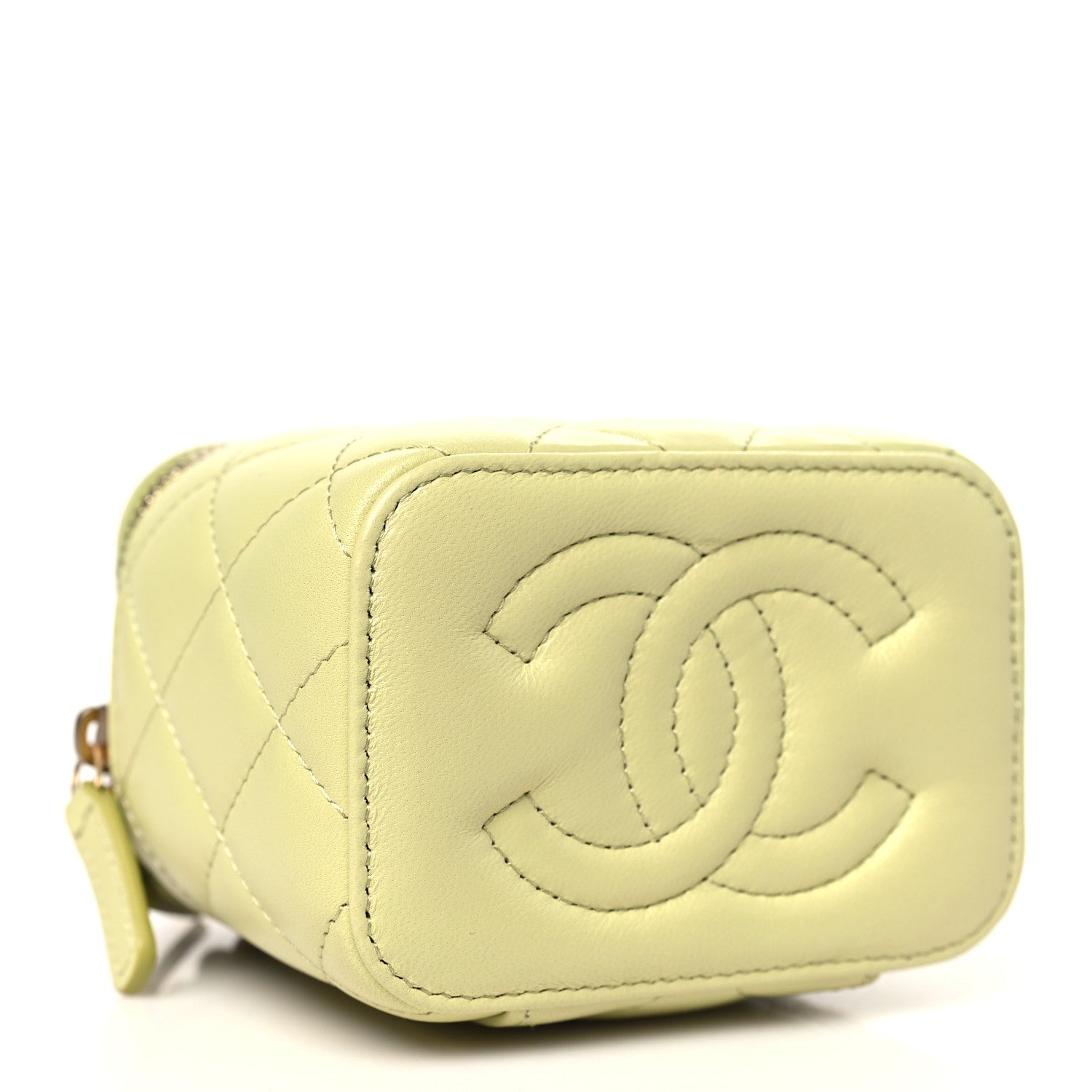 Chanel Lambskin Quilted CC Mini Vanity Case With Chain Light Green 4 of 10