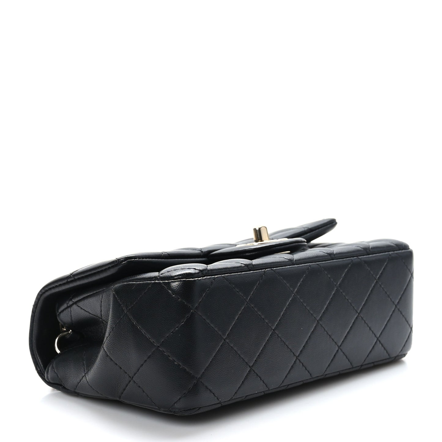Lambskin Quilted Mini Rectangular Flap Black