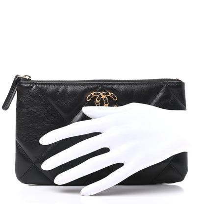 Chanel Shiny Goatskin Quilted Small Chanel 19 Pouch Black 2 of 8