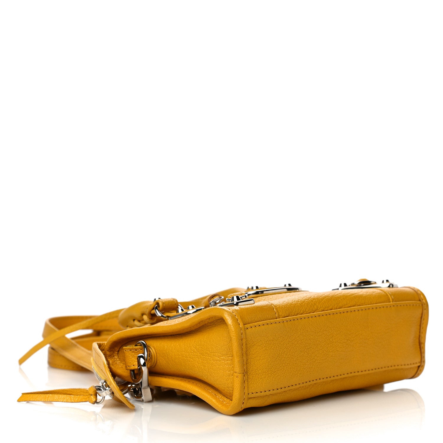 Balenciaga Chevre Silver Metallic Edge Hardware Nano City Jaune Epi 4 of 20