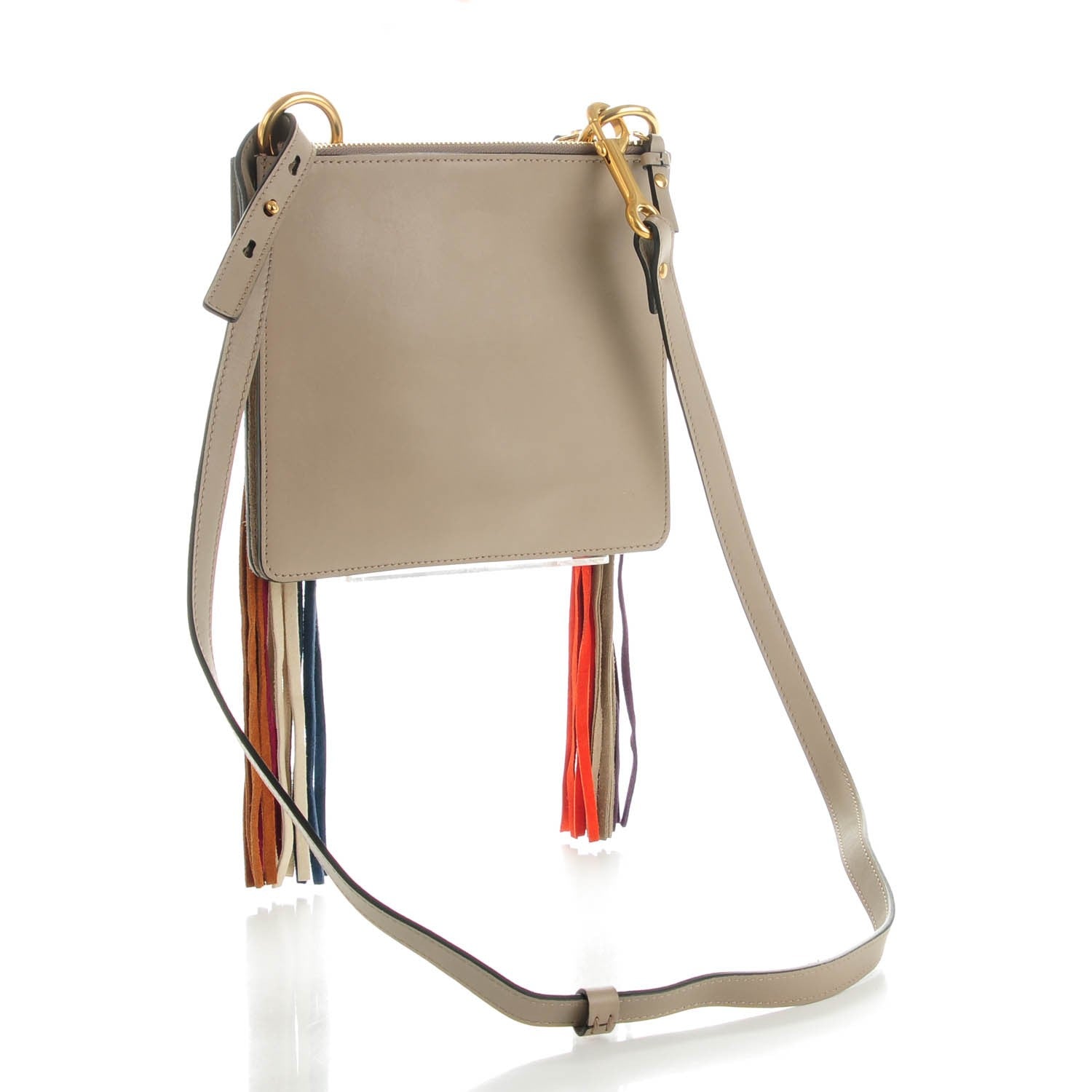 Chloe Calfskin Suede Small Jane Fringe Bag Motty Grey 3 of 7