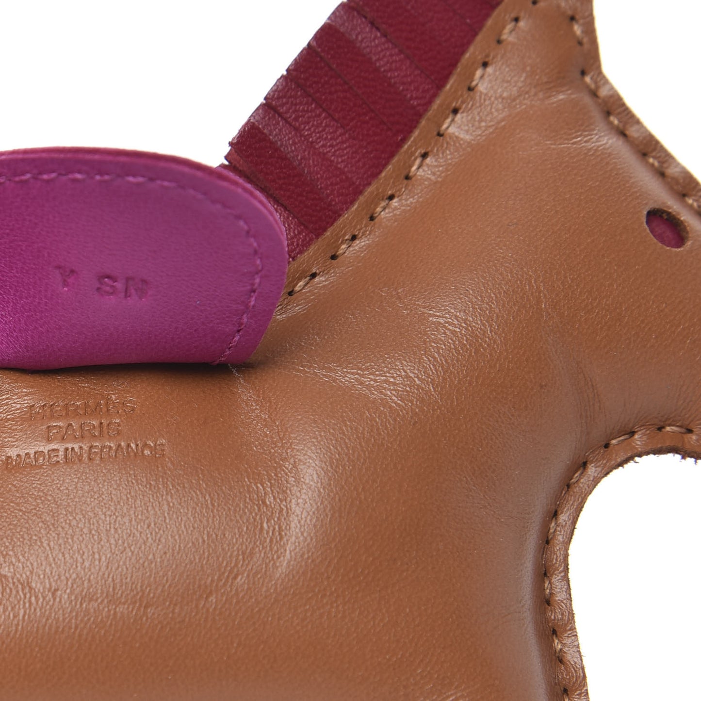 Milo Lambskin Grigri Rodeo Horse Bag Charm MM Gold Rubis Rose Pourpre