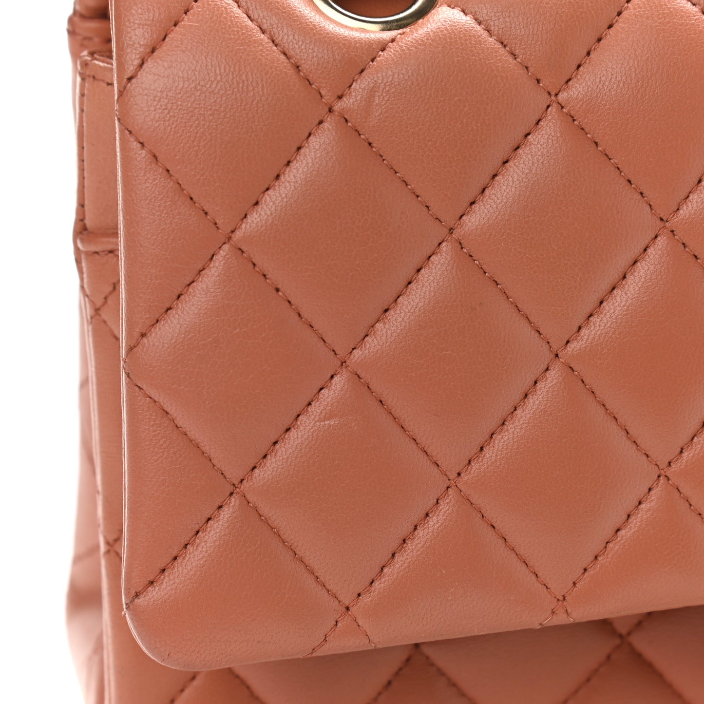 Lambskin Quilted Medium Double Flap Coral