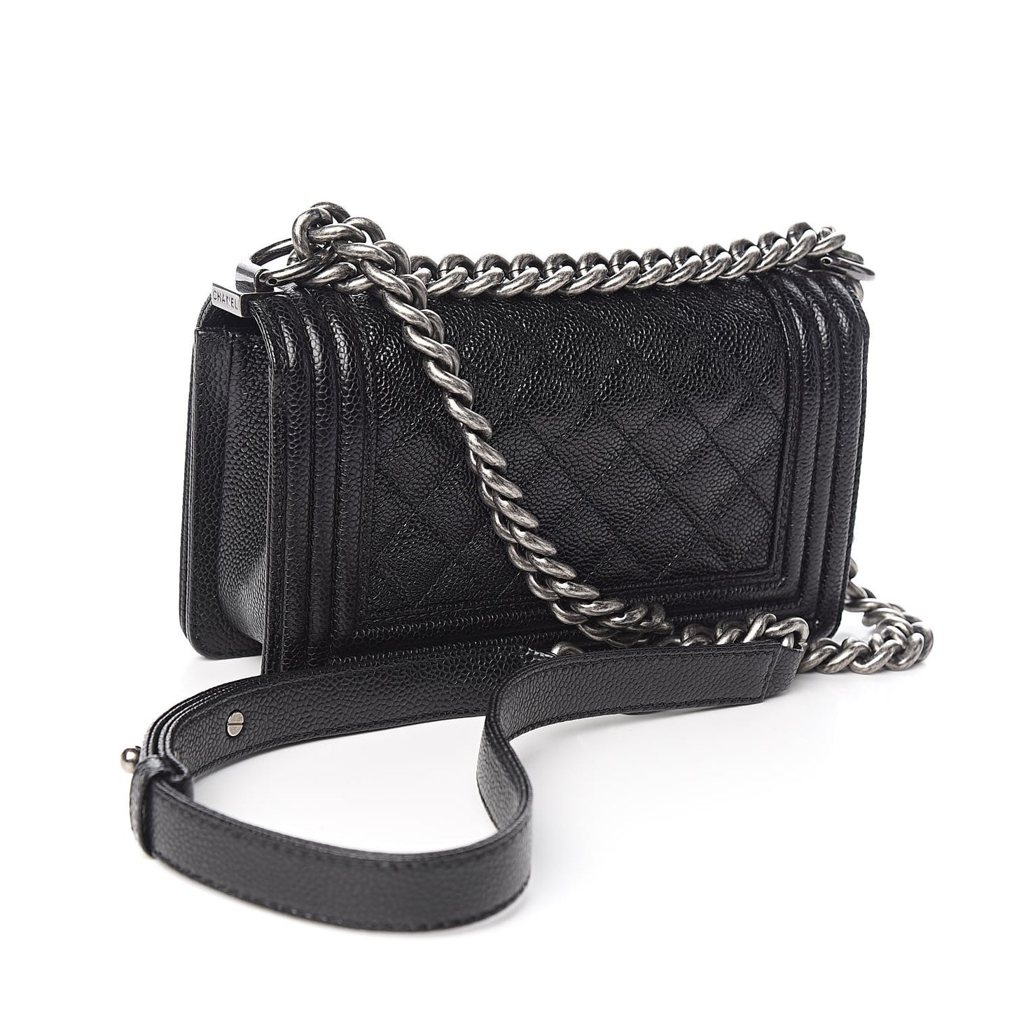 Caviar Quilted Small Boy Flap Black