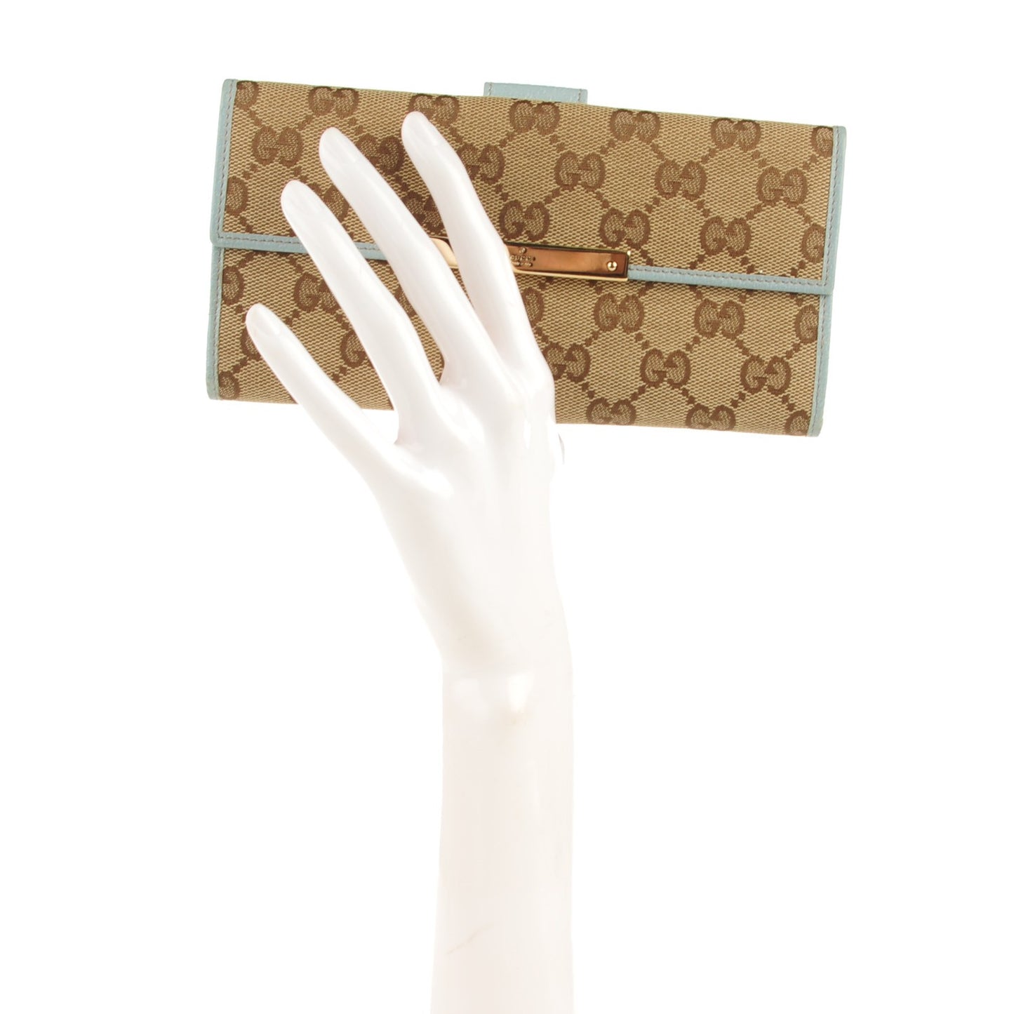 Monogram Metal Bar Continental Flap Wallet Blue