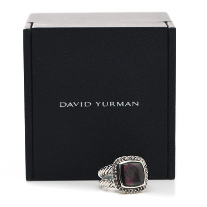David Yurman Sterling Silver Diamond Black Mother of Pearl 11mm Albion Ring 51 5.75 7 of 7