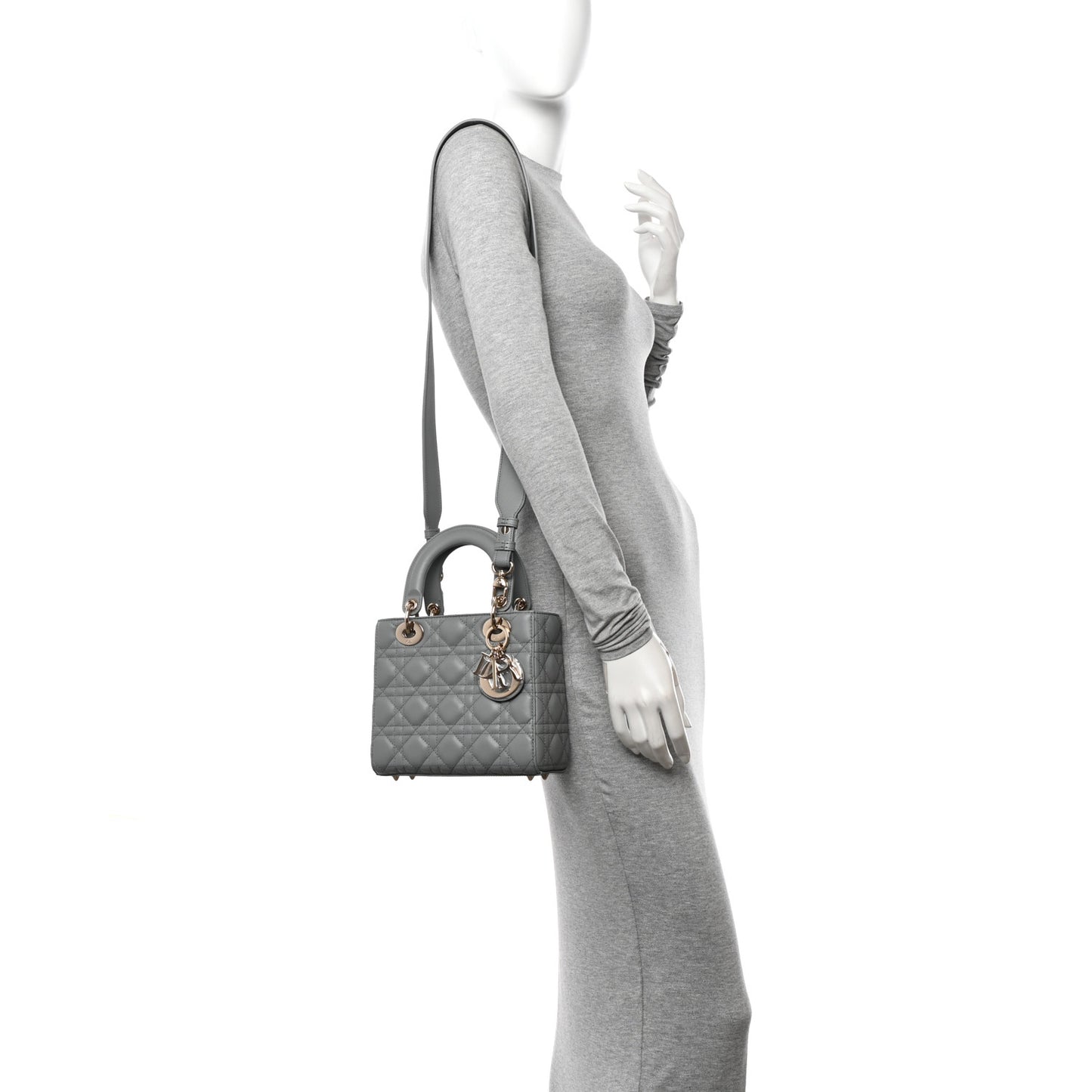 Lambskin Cannage Small My ABCDior Lady Dior Grey