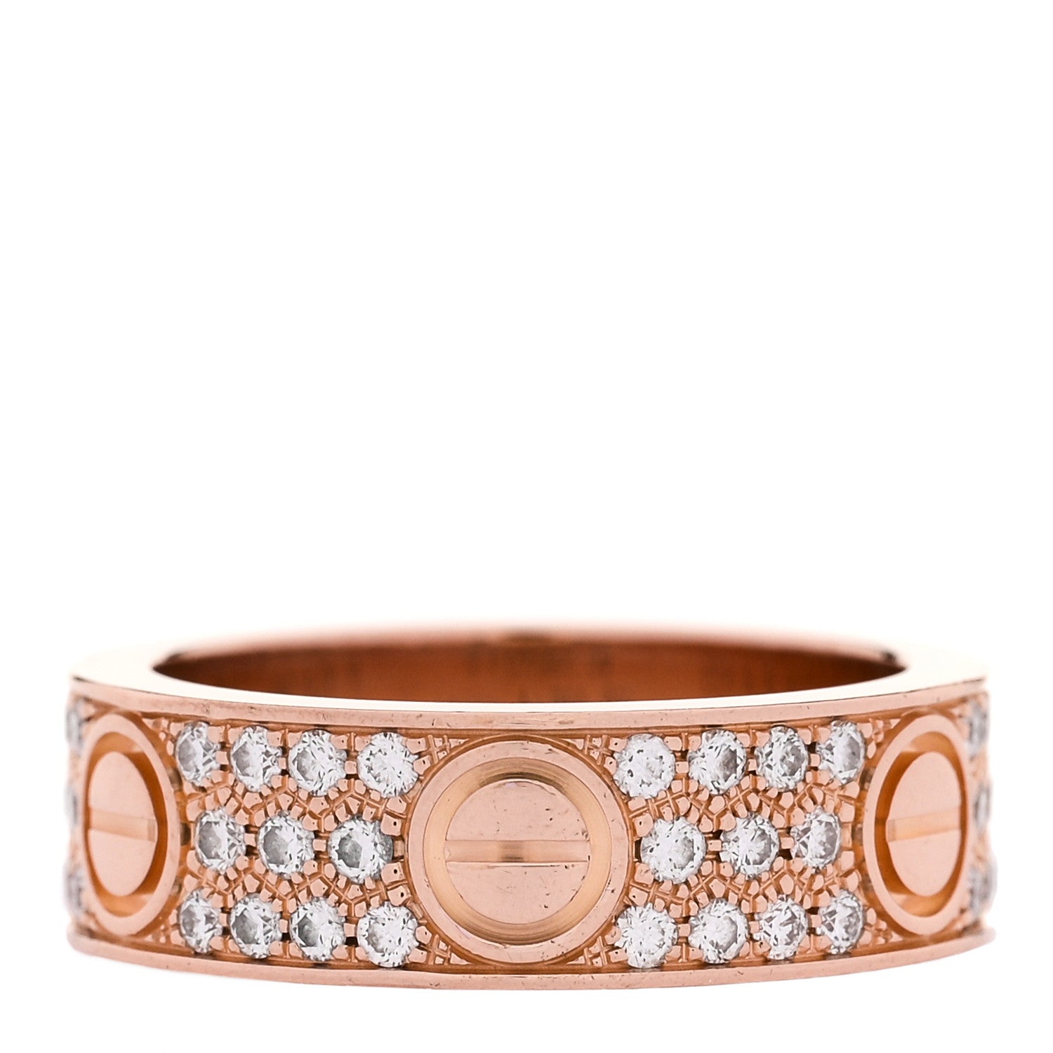 Cartier 18K Pink Gold Diamond 6.5mm LOVE Paved Ring 56 7.75 3 of 4