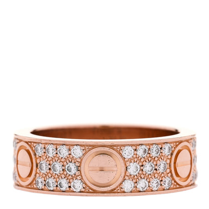 Cartier 18K Pink Gold Diamond 6.5mm LOVE Paved Ring 56 7.75 3 of 4