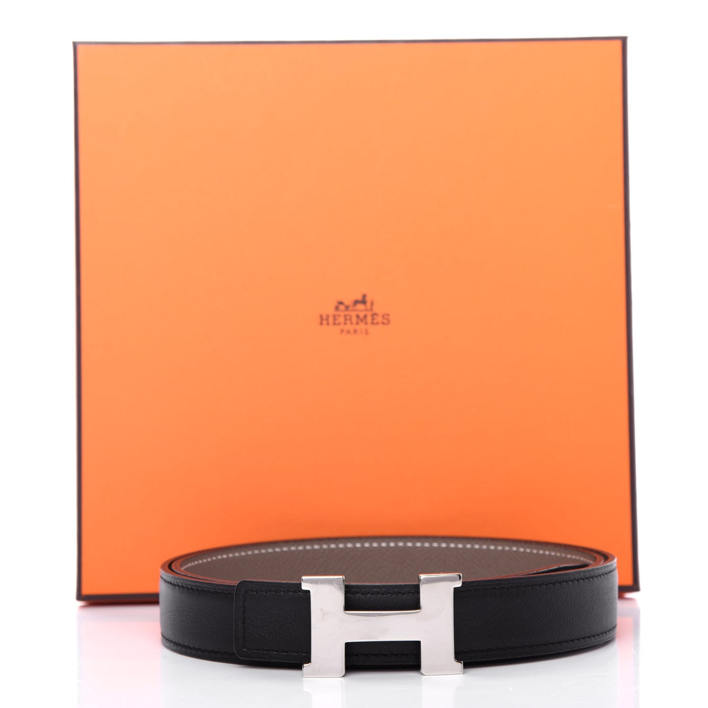 Swift Epsom 24mm Mini Constance H Belt 85 Black Etoupe