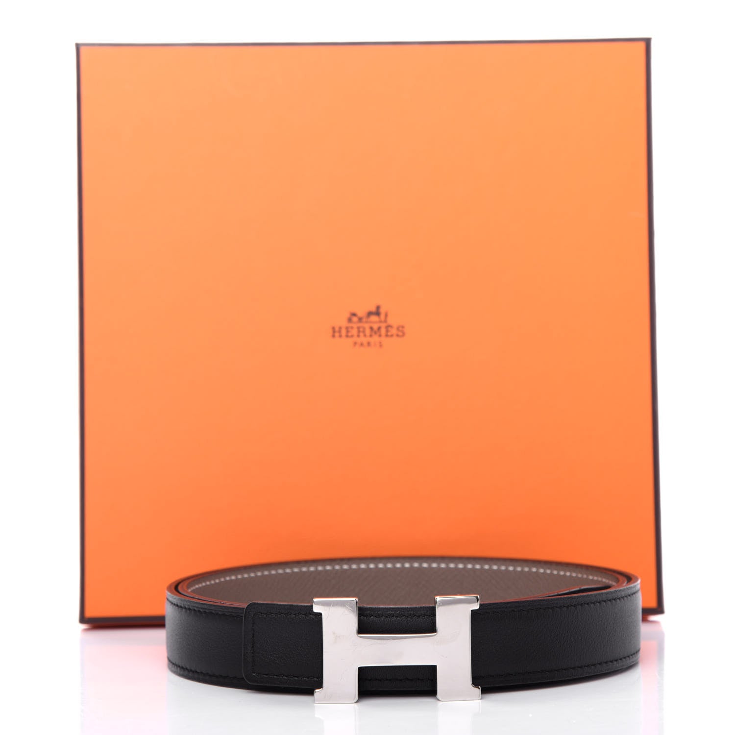 Hermes Swift Epsom 24mm Mini Constance H Belt 85 Black Etoupe 6 of 6