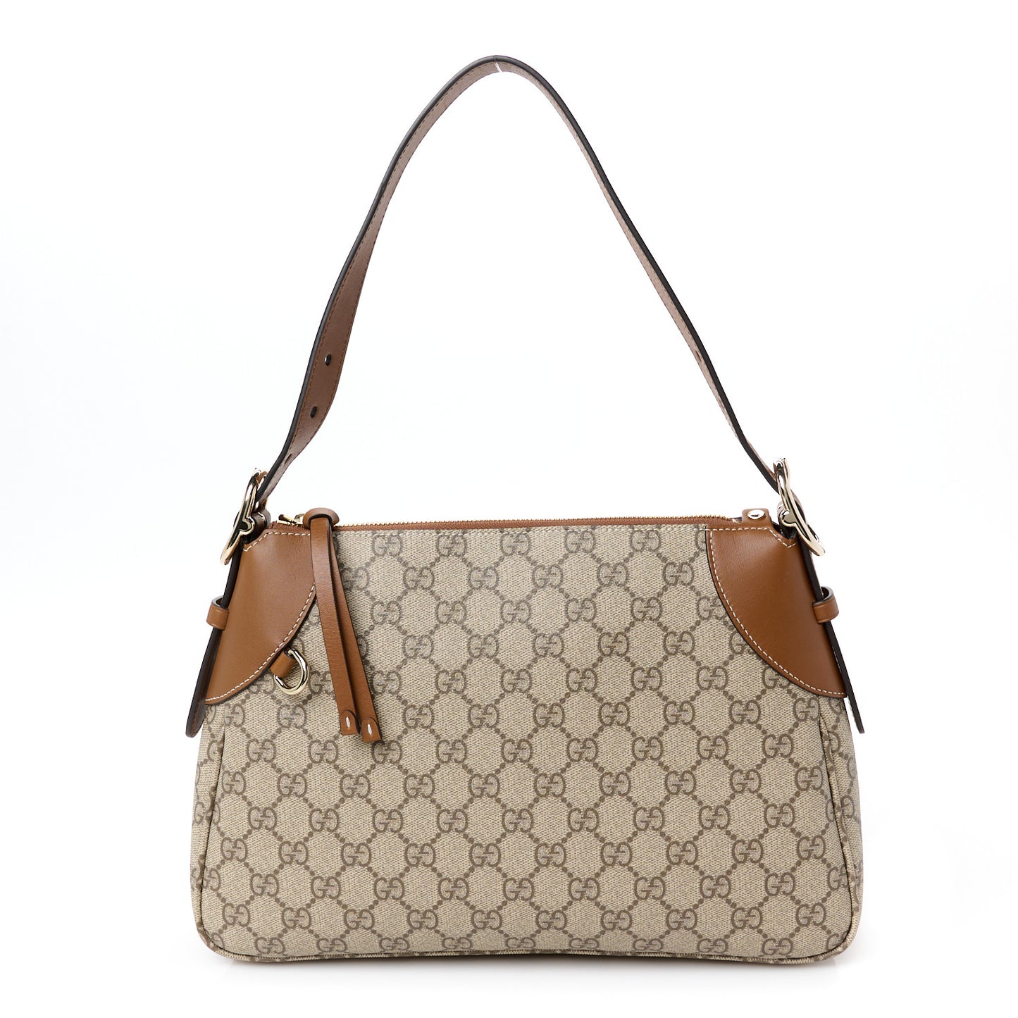 GG Supreme Monogram Emblem Medium Shoulder Bag Beige Dark Brown