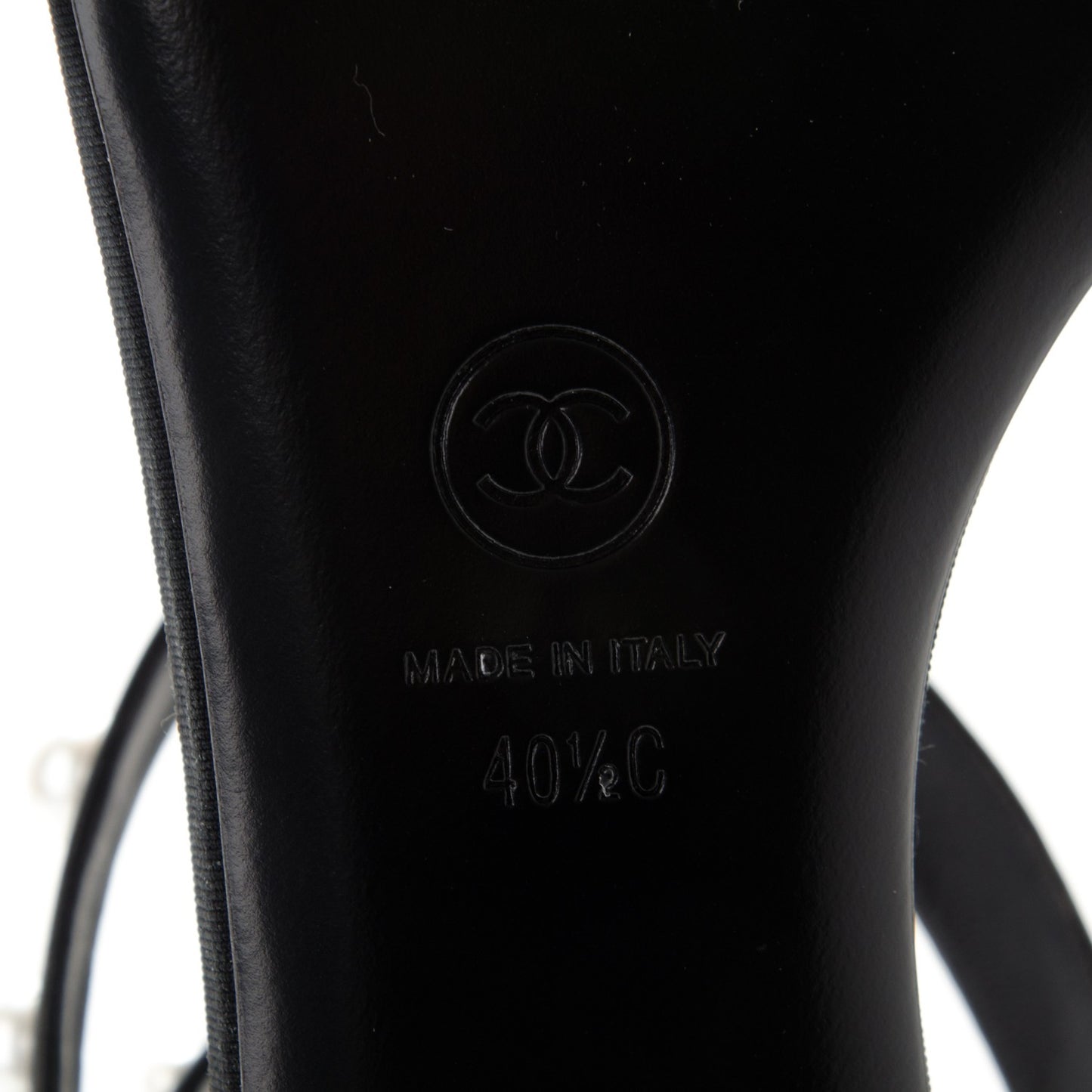 Lambskin Pearl Thong Sandals 40.5 Black