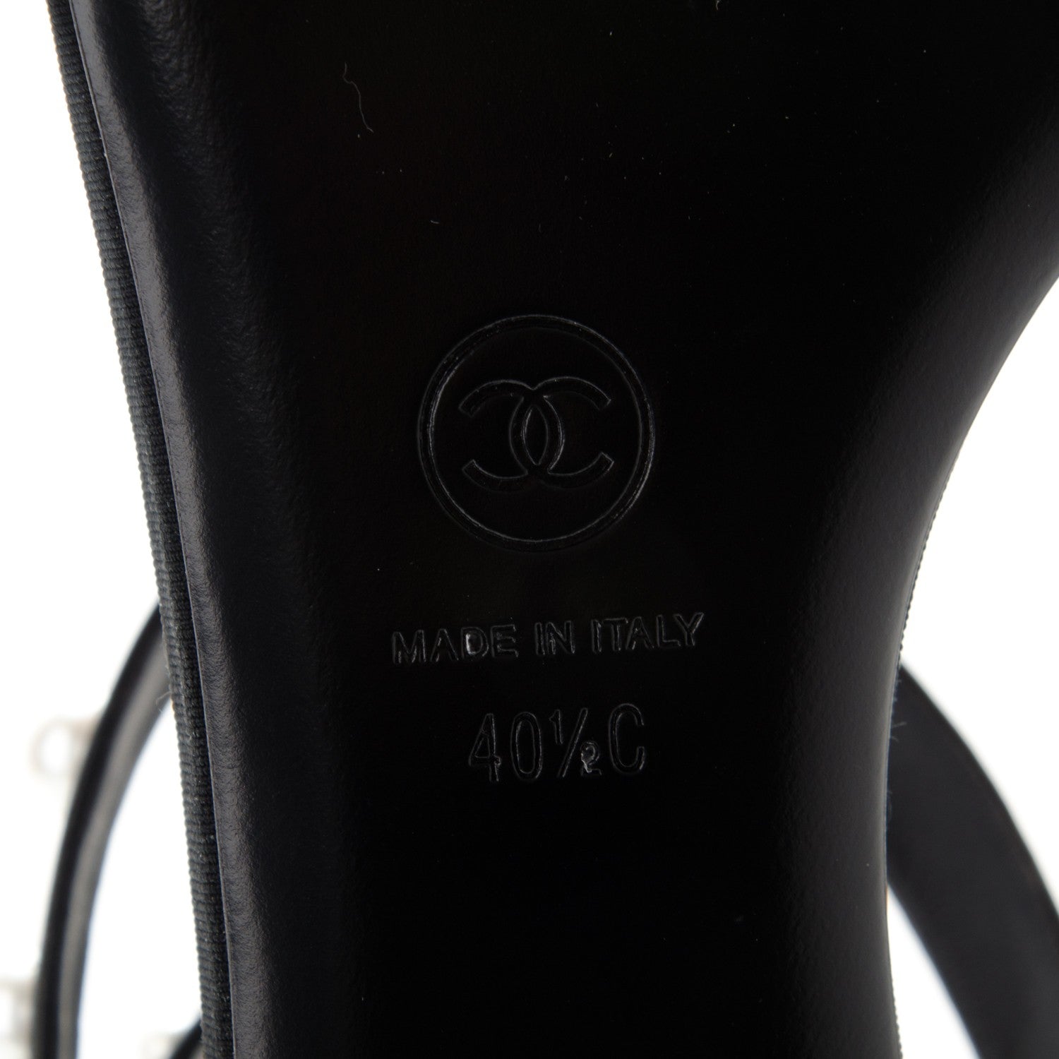 Chanel Lambskin Pearl Thong Sandals 40.5 Black 7 of 7