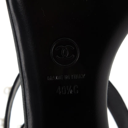 Chanel Lambskin Pearl Thong Sandals 40.5 Black 7 of 7