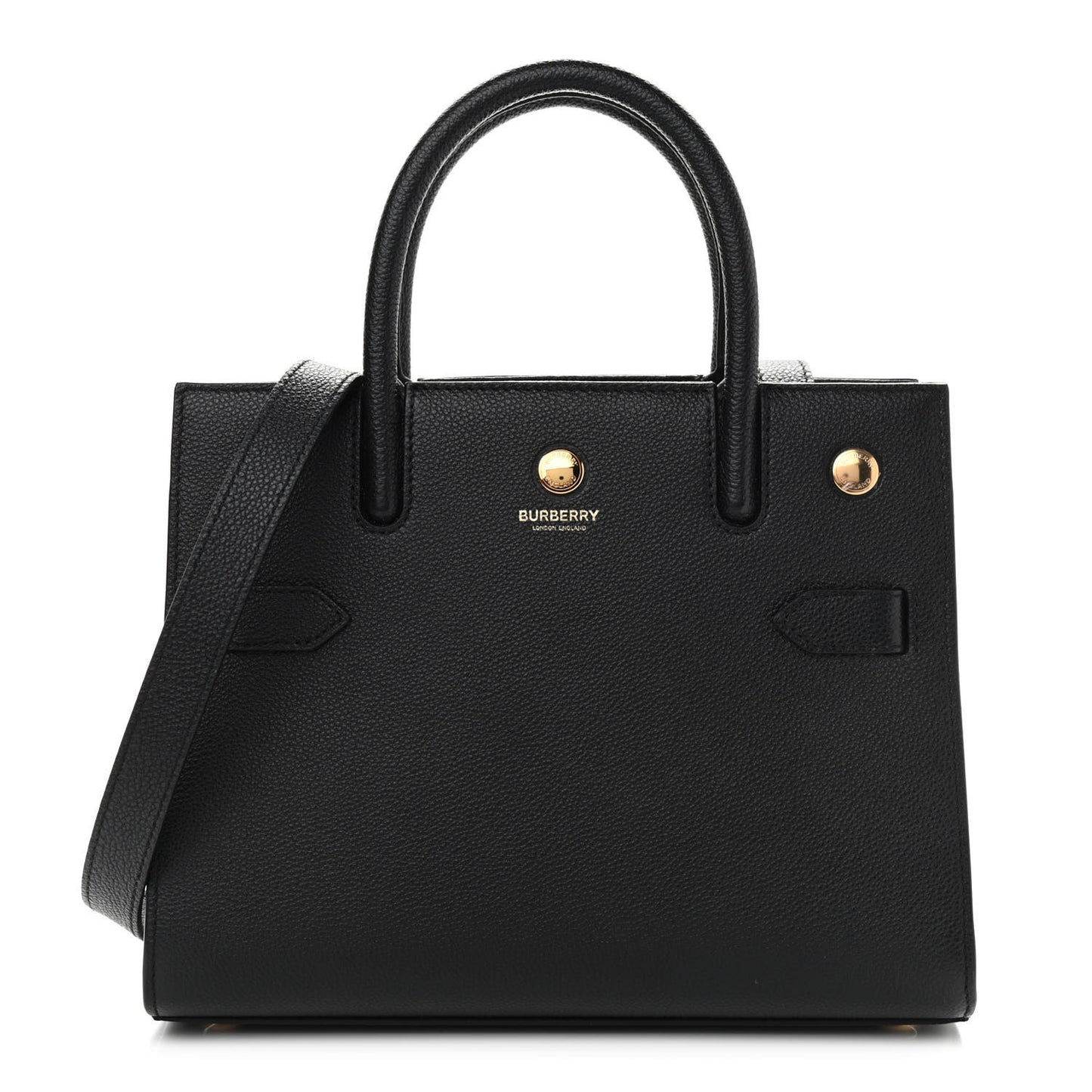 Grainy Calfskin Mini Two Handle Title Bag Black