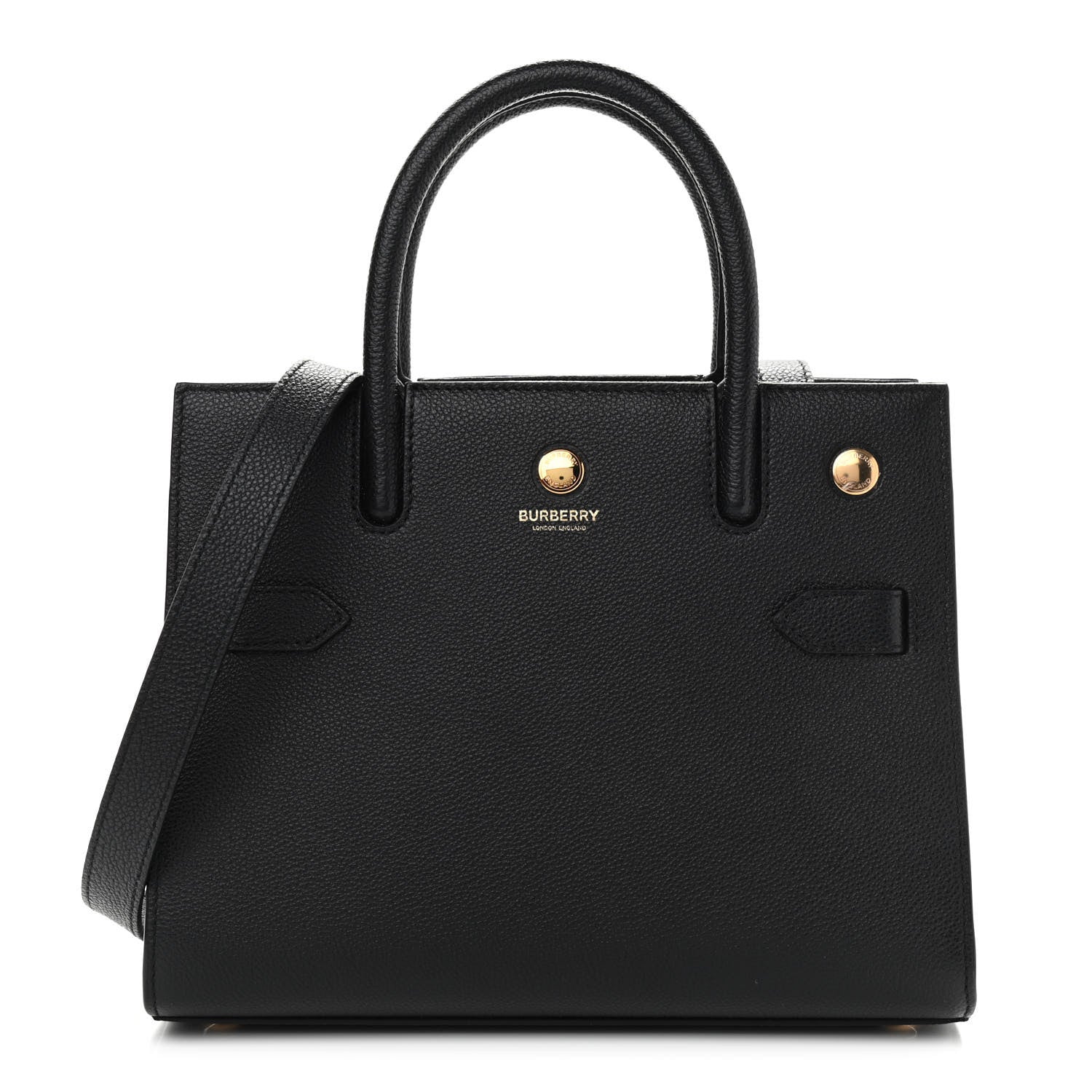 Burberry Grainy Calfskin Mini Two Handle Title Bag Black 1 of 10