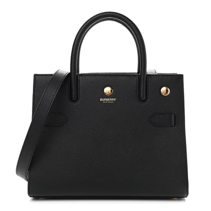Burberry Grainy Calfskin Mini Two Handle Title Bag Black 1 of 10
