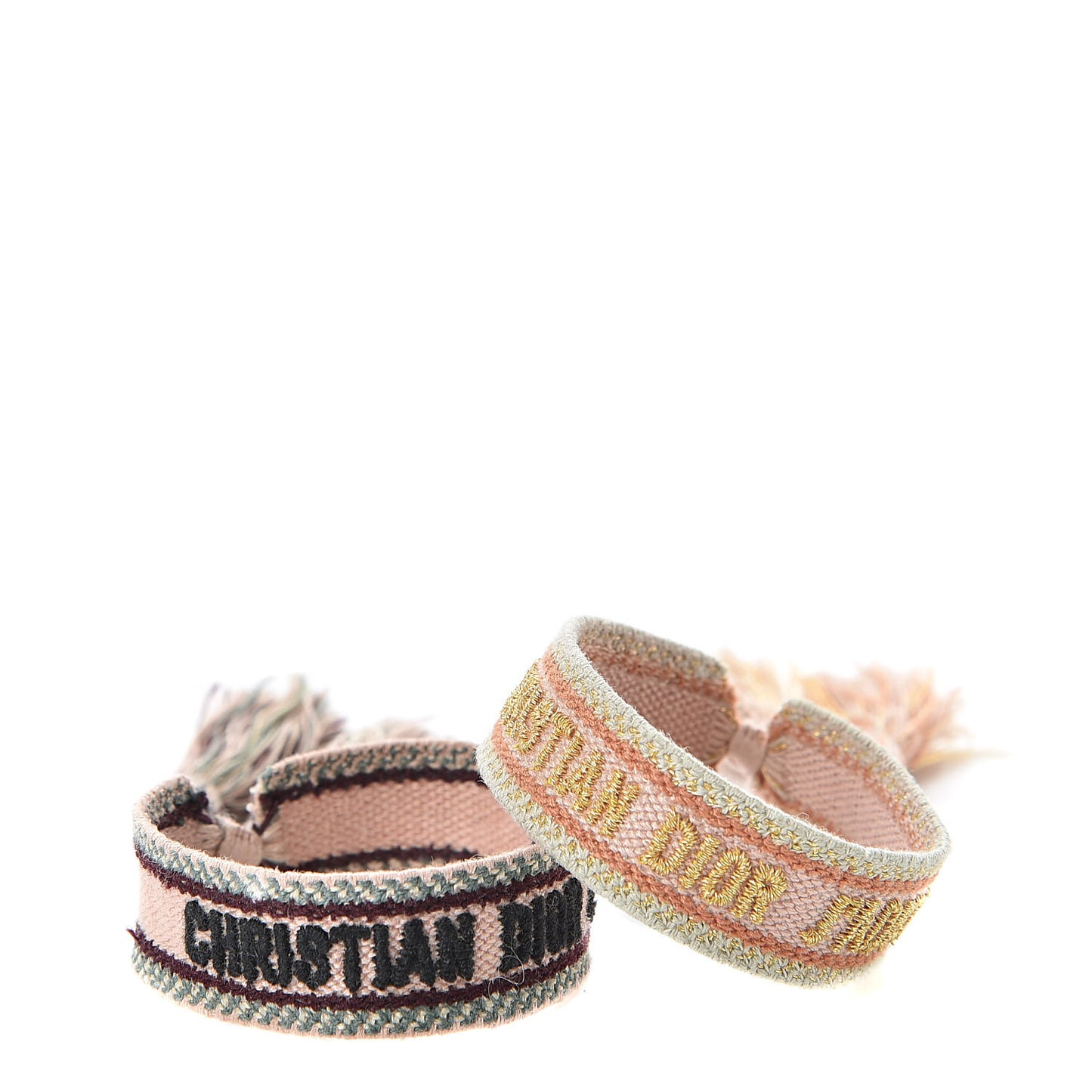 Woven Cotton J'Adior Friendship Bracelet Set Gold Pink