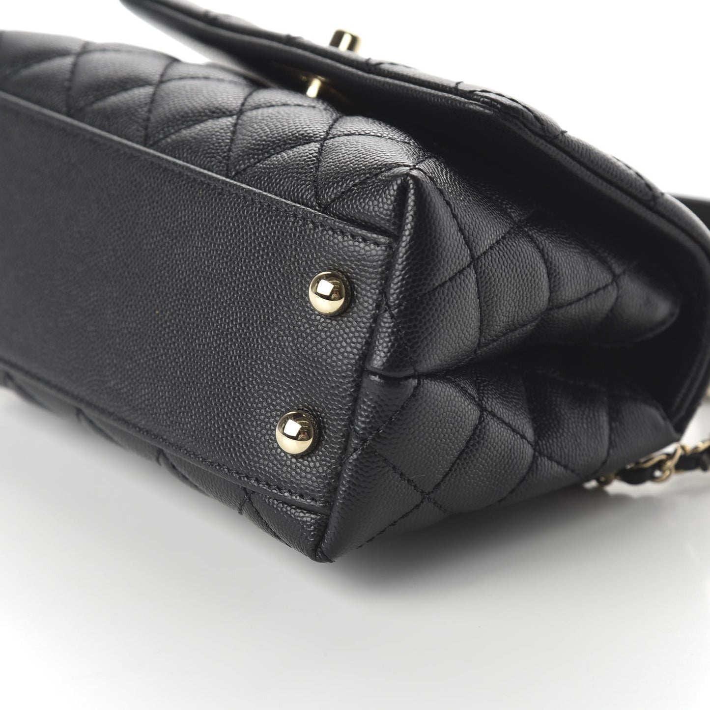 Iridescent Caviar Quilted Extra Mini Coco Handle Flap Black