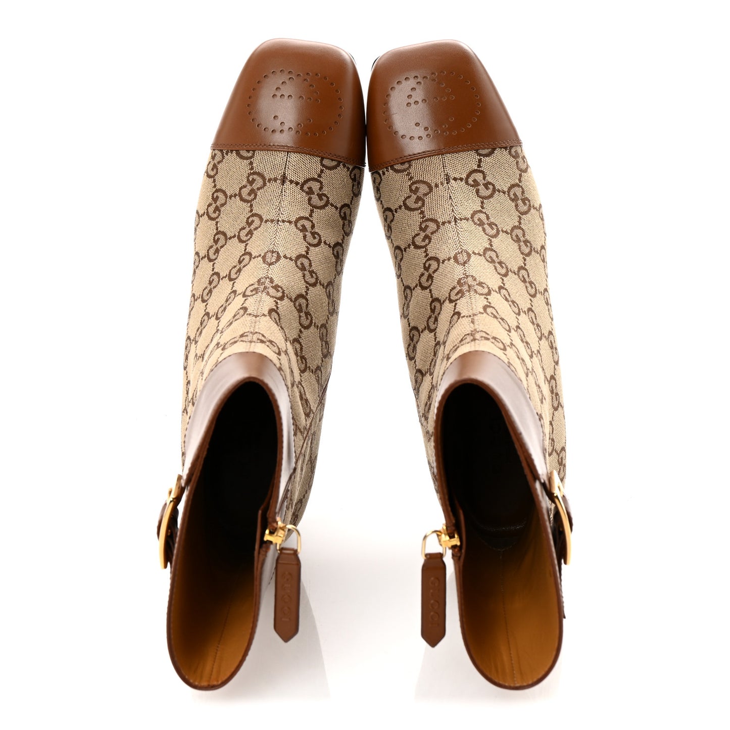 Monogram Cordovan Lux GG Ankle Boots 40 Beige Cuir