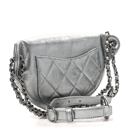 Chanel Metallic Crumpled Calfskin Chain 20s Signe Waist Bag Silver 3 of 11