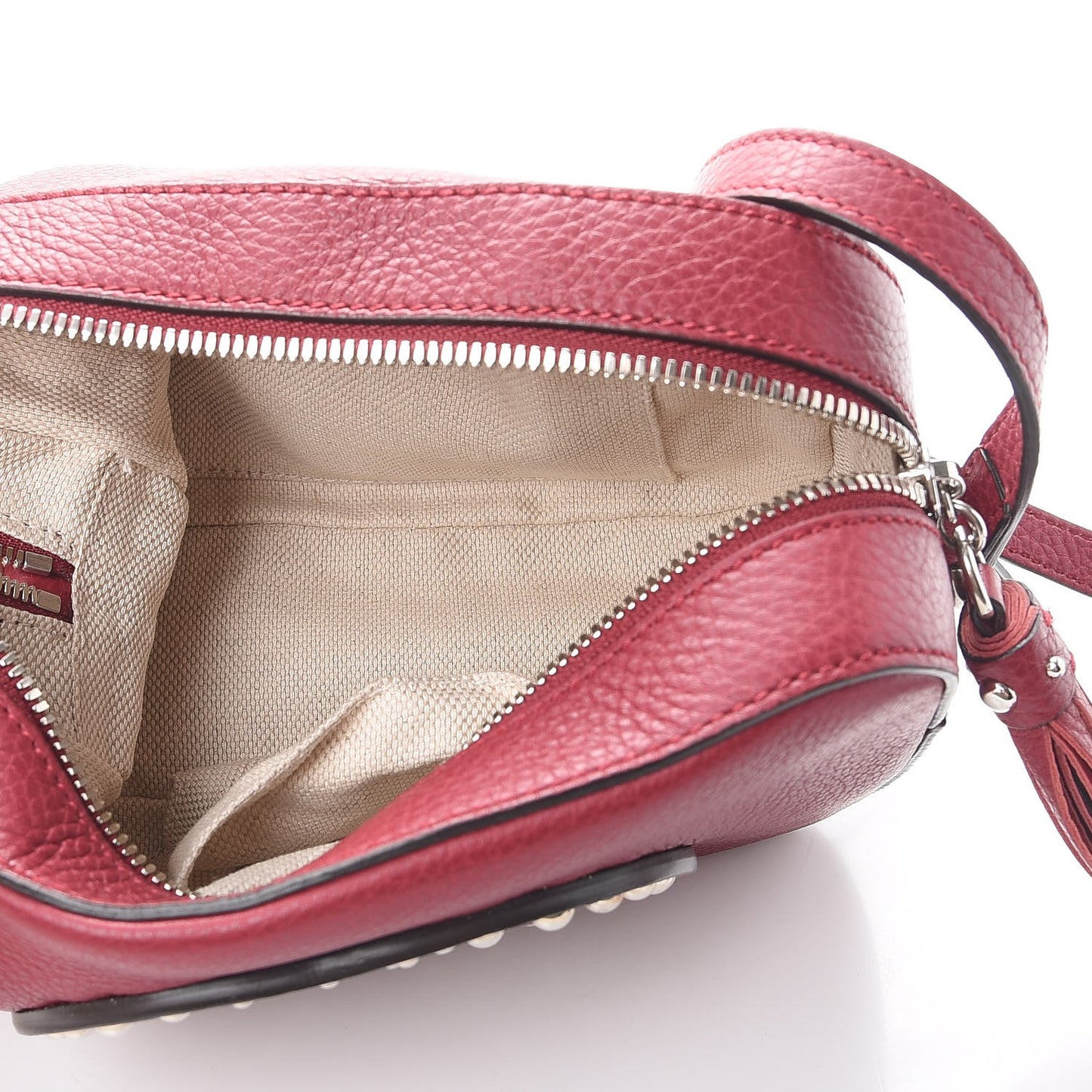 Pebbled Calfskin Studded Small Soho Disco Bag Soft Burgundy