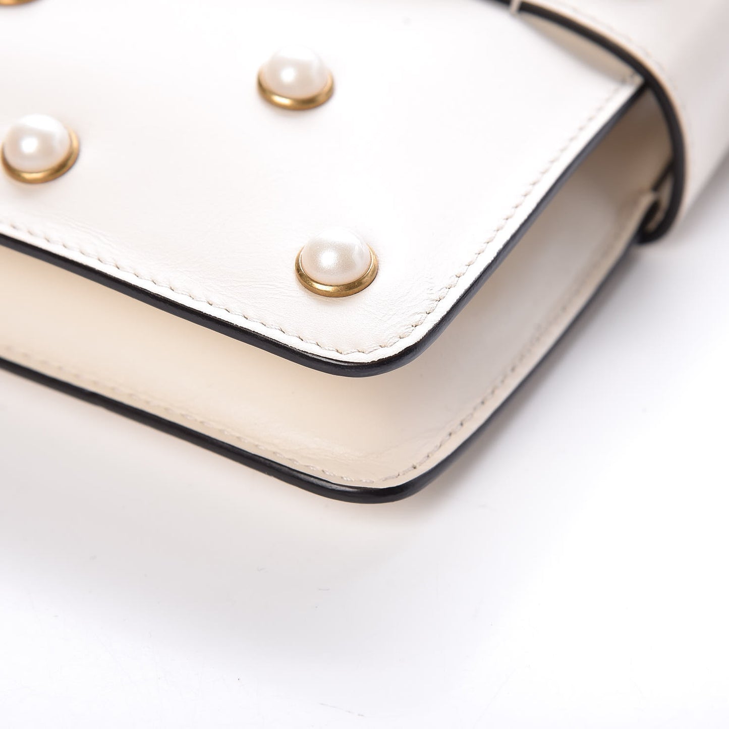 Nappa Pearl Studded Mini Queen Margaret Broadway Shoulder Bag Mystic White