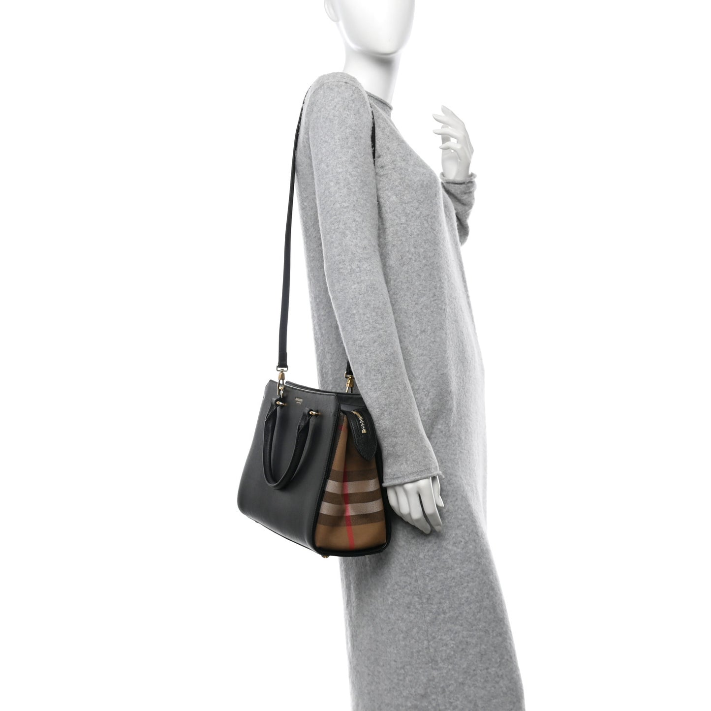 Calfskin Mega Check Small Banwell Tote Black