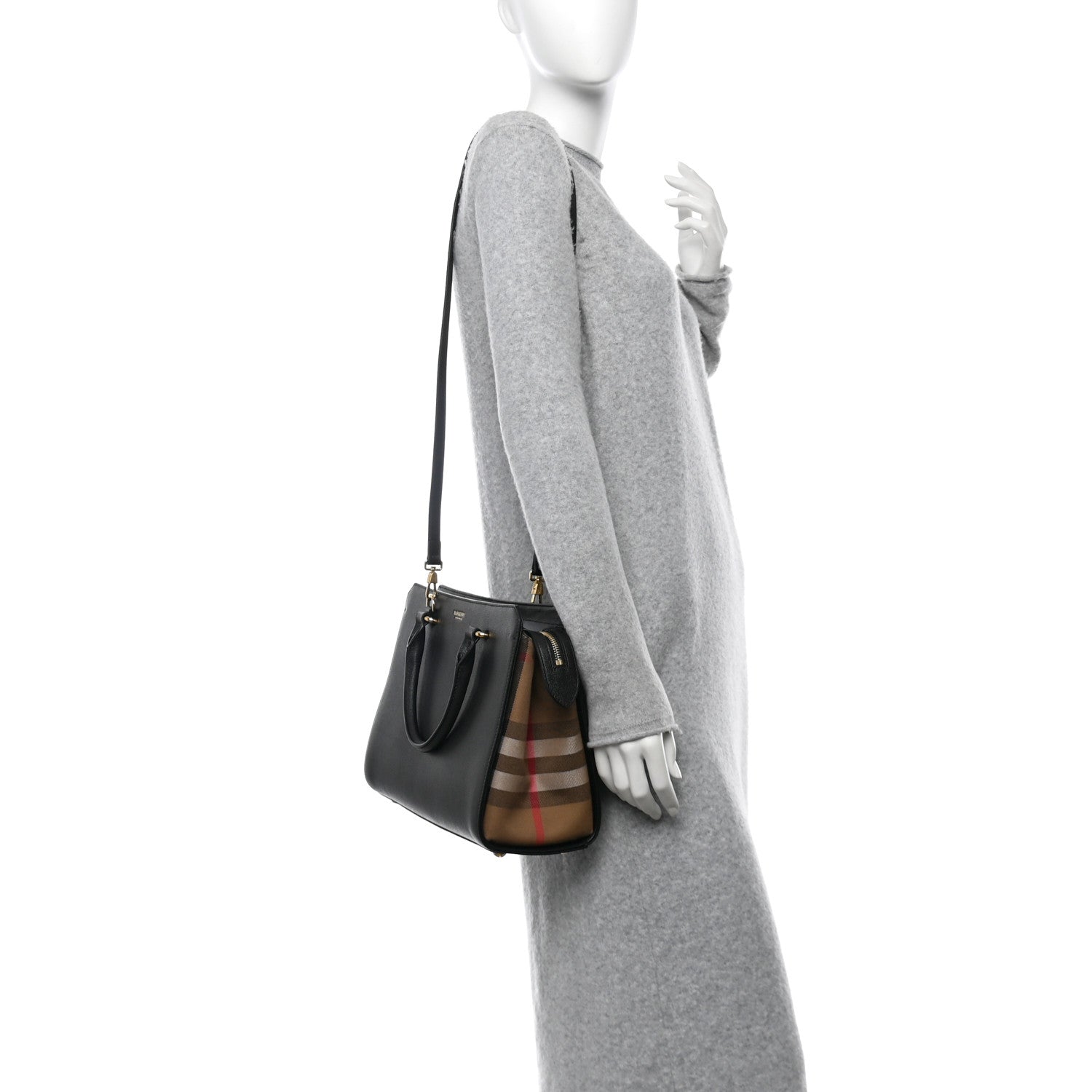Burberry Calfskin Mega Check Small Banwell Tote Black 2 of 10