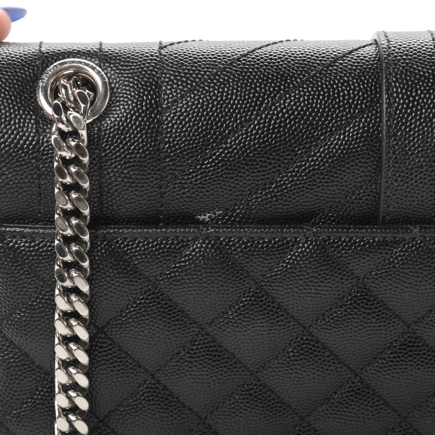 Saint Laurent Grain De Poudre Textured Mixed Matelasse Triquilt Medium Monogram Satchel Black 14 of 15