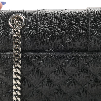 Saint Laurent Grain De Poudre Textured Mixed Matelasse Triquilt Medium Monogram Satchel Black 14 of 15