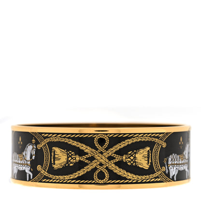 Hermes Enamel Printed Wide Grand Apparat Bracelet 65 Black 3 of 4
