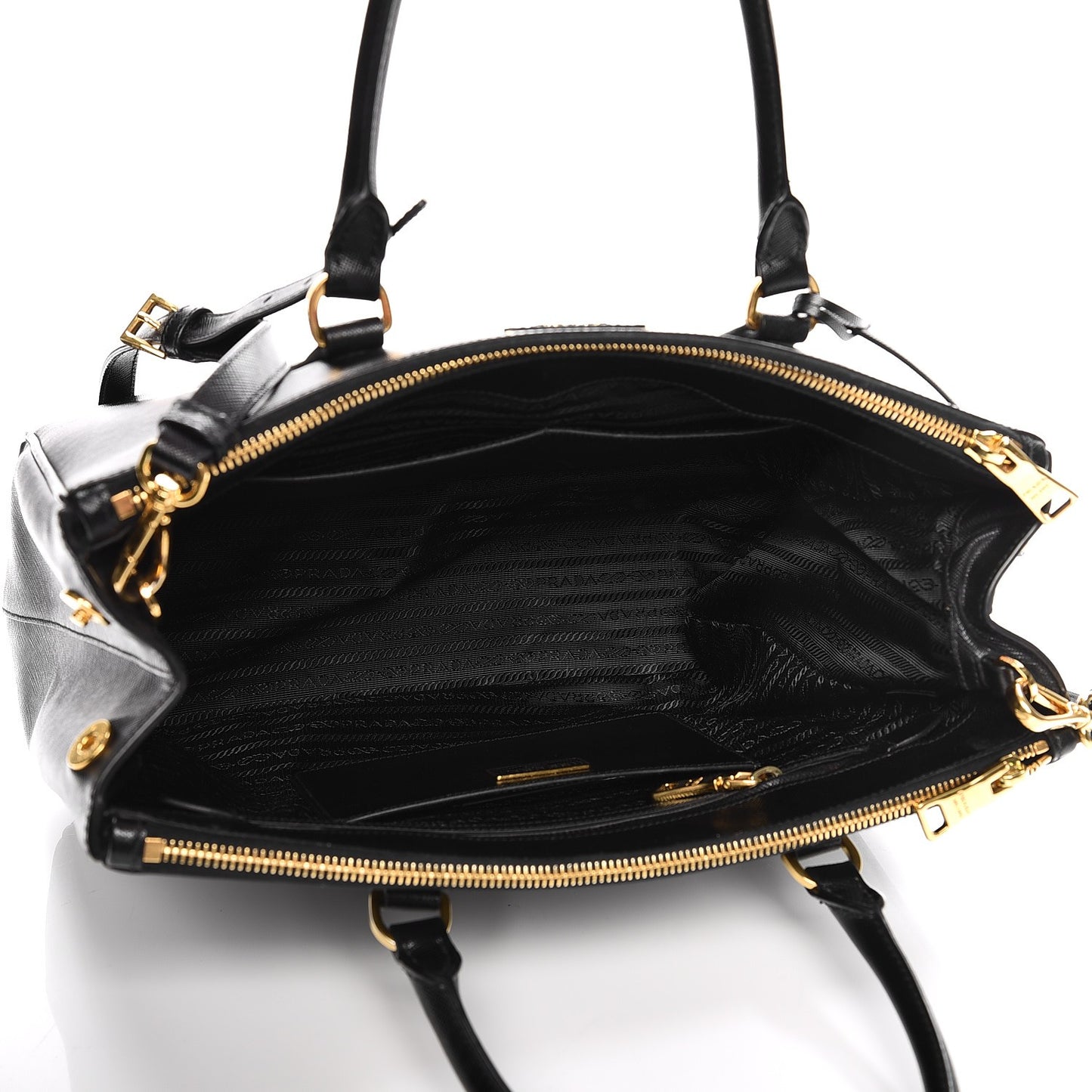 Saffiano Medium Galleria Double Zip Tote Black
