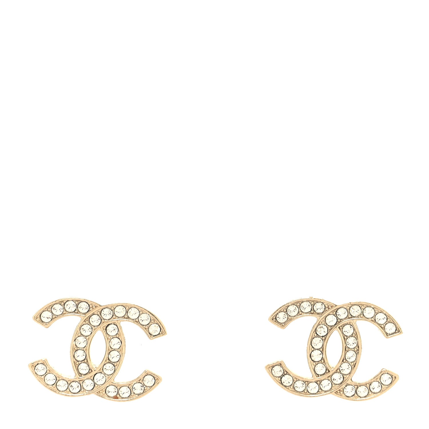 Chanel Crystal Timeless CC Earrings Silver 1 of 4