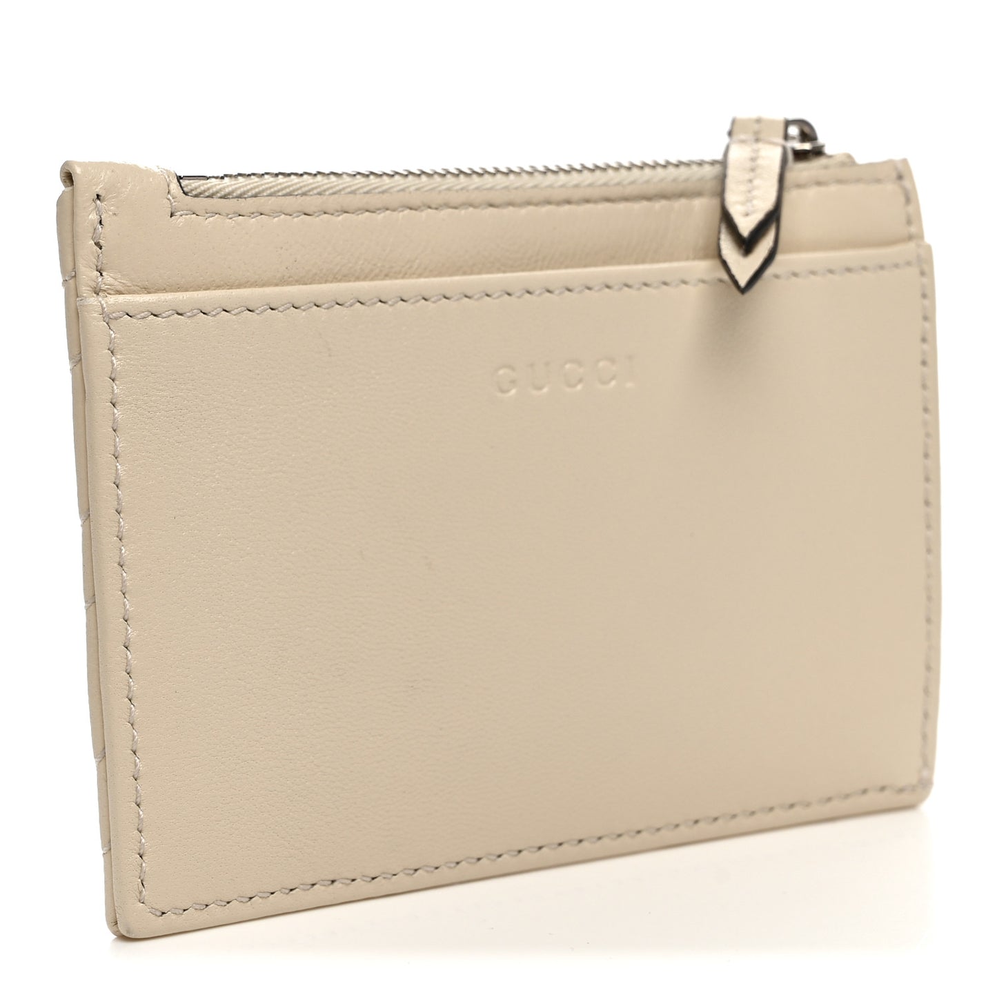 Lambskin Matelasse Monochrome GG Marmont Zip Key Pouch New Ivoire